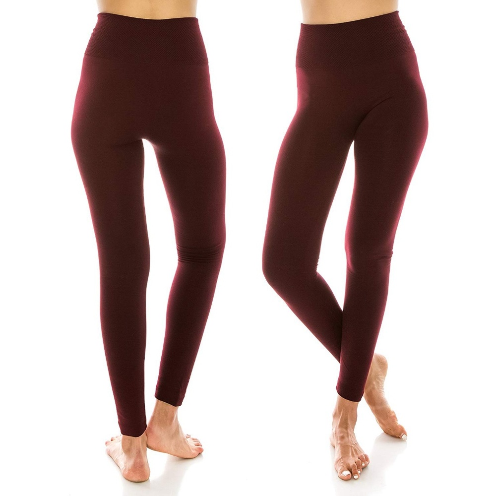 Fleece Lined Burgundy Seamless Leggings NWOT - Picture 6 of 7